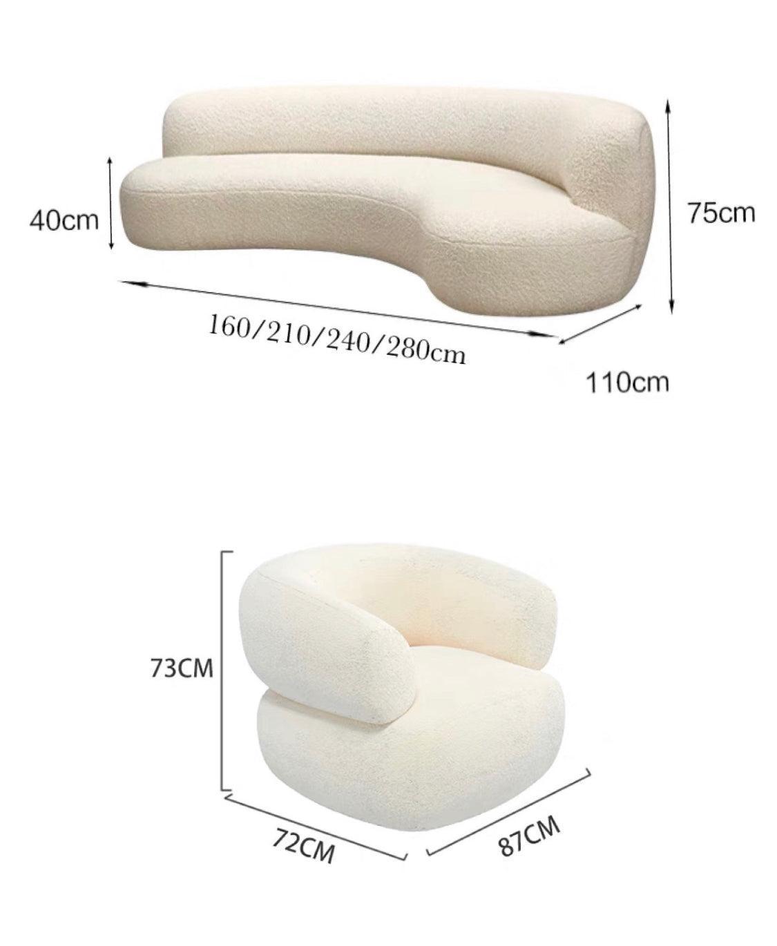 Home Atelier Performance Boucle Fabric / 1 seater/ Length 87cm / Cream Katrina Sofa