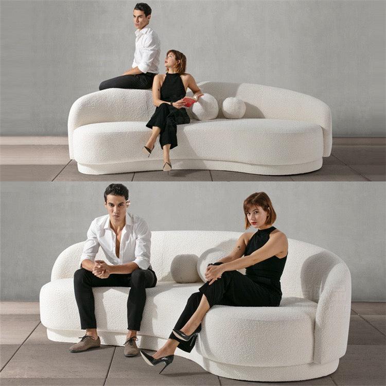 Home Atelier Performance Boucle Fabric / 2 seater/ Length 160cm / White Agnes Performance Boucle Curve Sofa