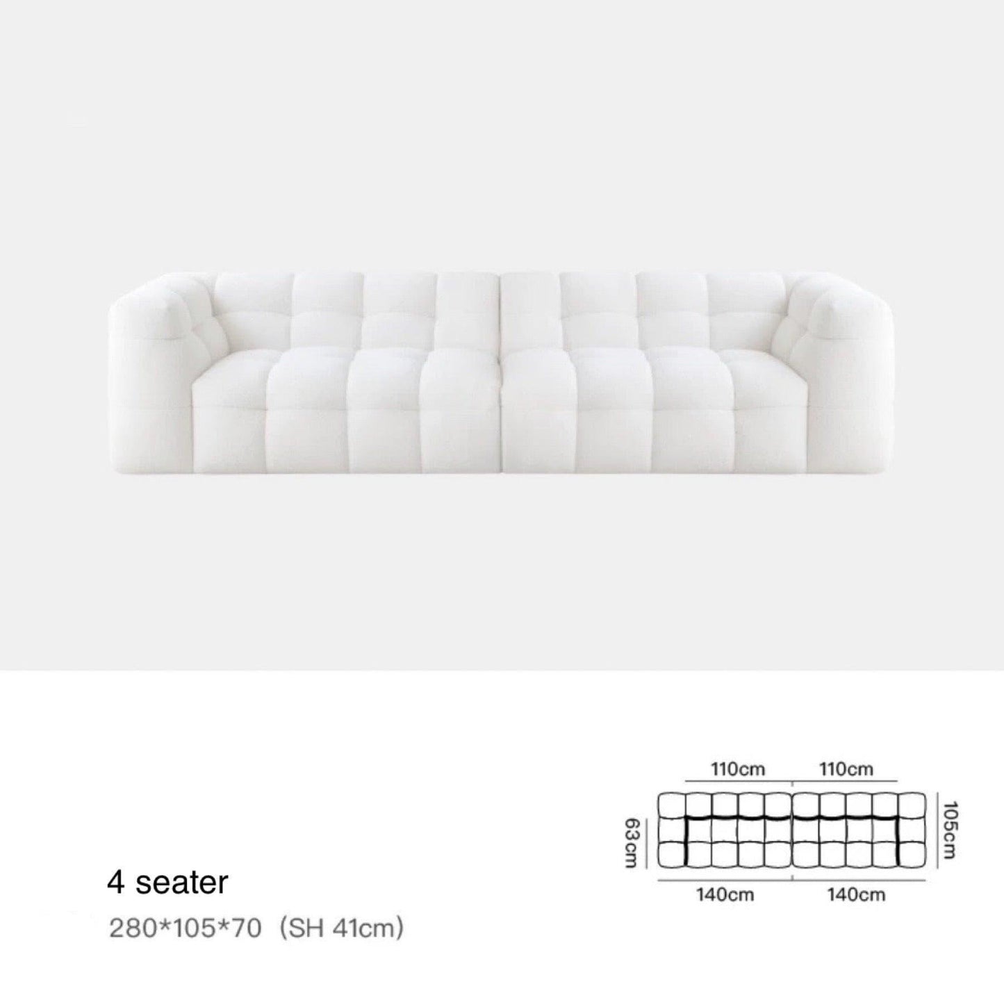Home Atelier Performance Boucle Fabric / 4 seater/ Length 280cm / White Luka Sofa