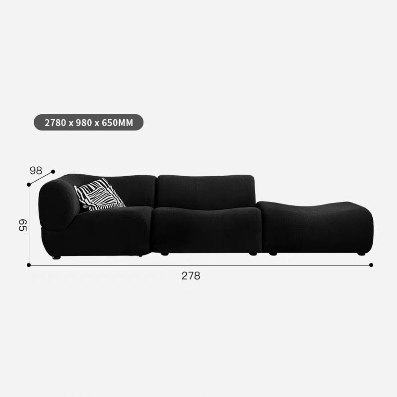 Home Atelier Performance Boucle Fabric / Design C/ Length 278cm non L-shape / White Lilac Sectional Designer Curve Sofa