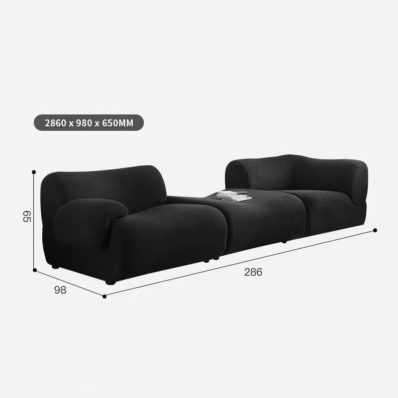 Home Atelier Performance Boucle Fabric / Design D/ Length 286cm non L-shap / White Lilac Sectional Designer Curve Sofa