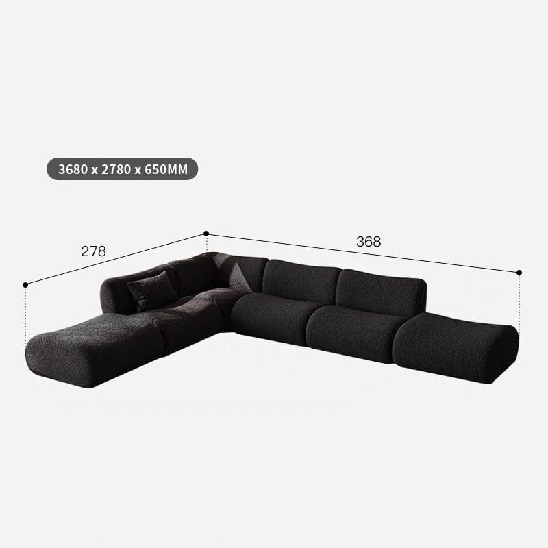 Home Atelier Performance Boucle Fabric / Design F/ L368 x W278cm L-shape / White Lilac Sectional Designer Curve Sofa