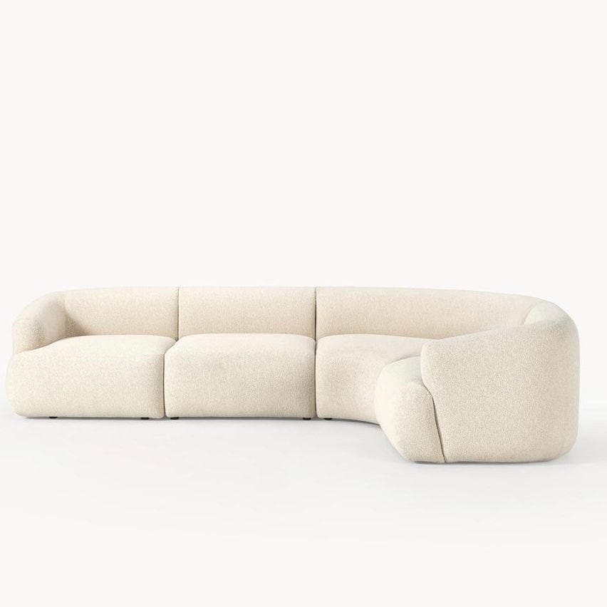 Home Atelier Performance Boucle Fabric / L318 x W200 cm / White Jardin Boucle Sectional Sofa