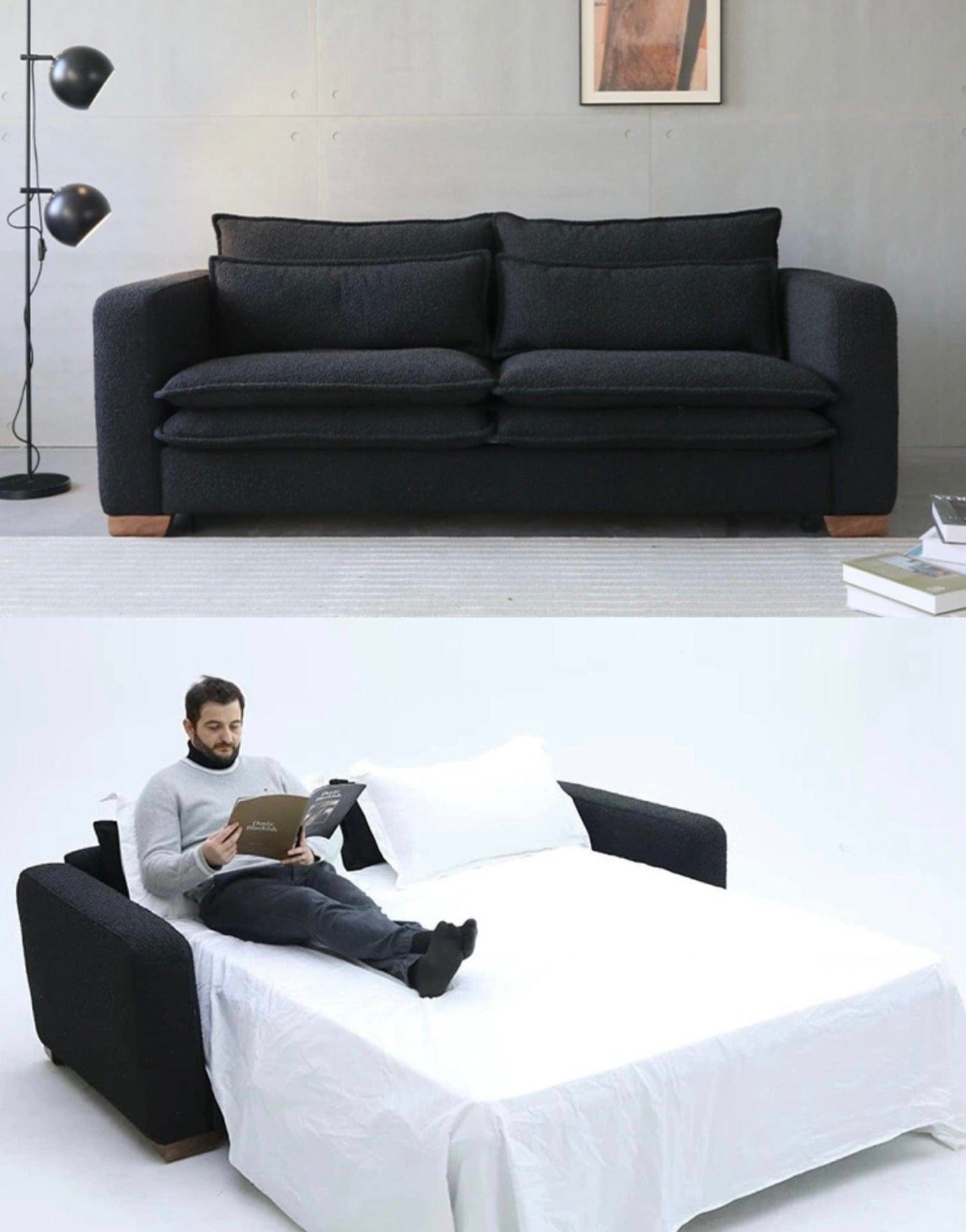 Home Atelier Performance Boucle Fabric / Single Size/ Length 130cm Copy of Rae Boucle Foldable Sofa Bed