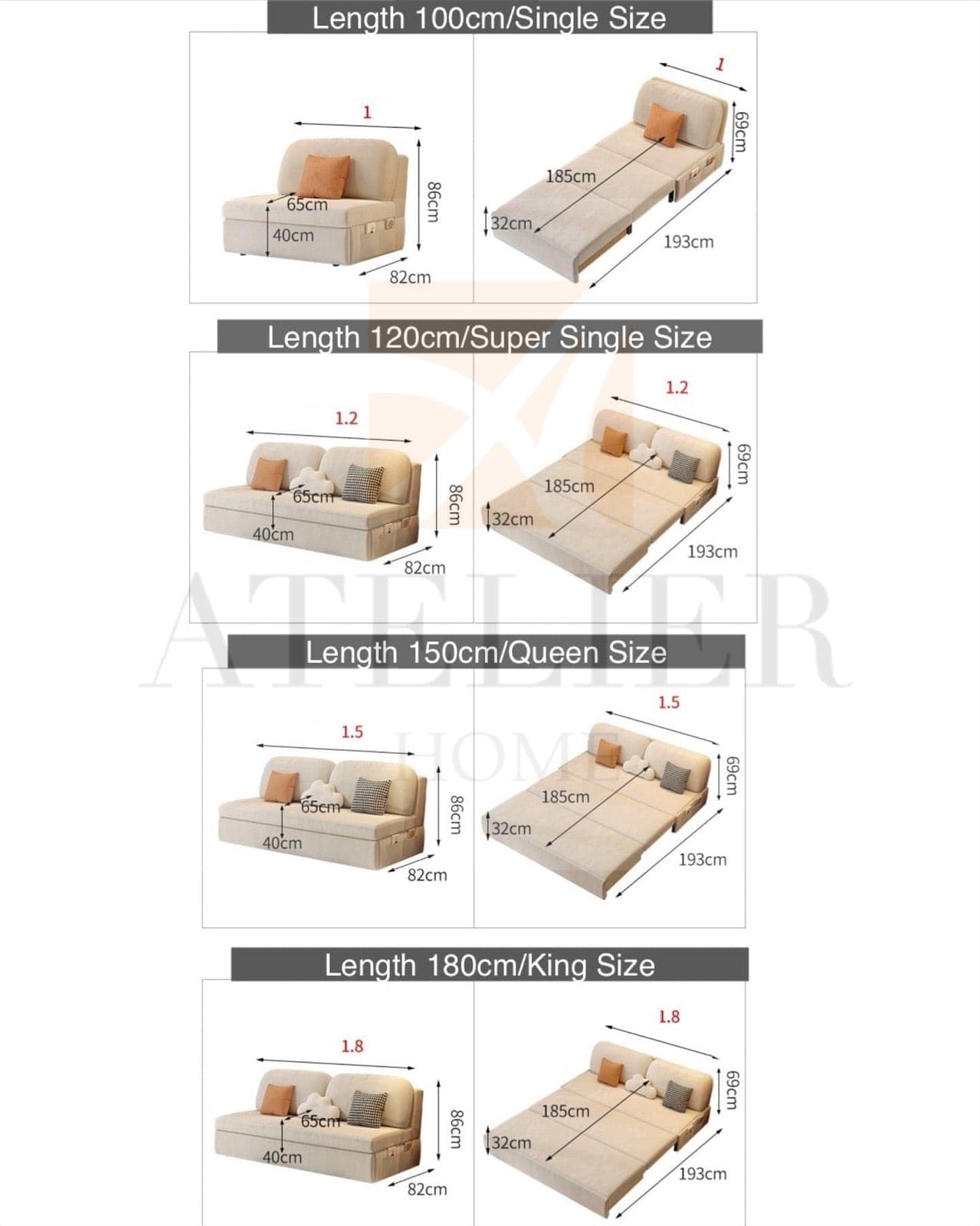 Home Atelier Perry Scratch Resistant Storage Sofa Bed
