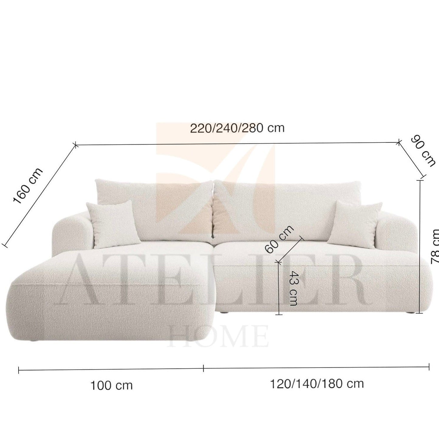 Home Atelier Philipa Performance Boucle Sectional Sofa