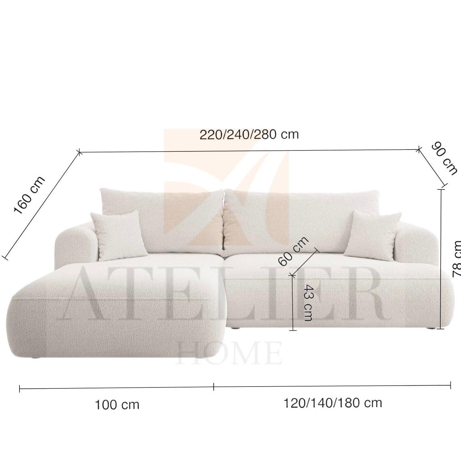 Home Atelier Philipa Performance Boucle Sectional Sofa