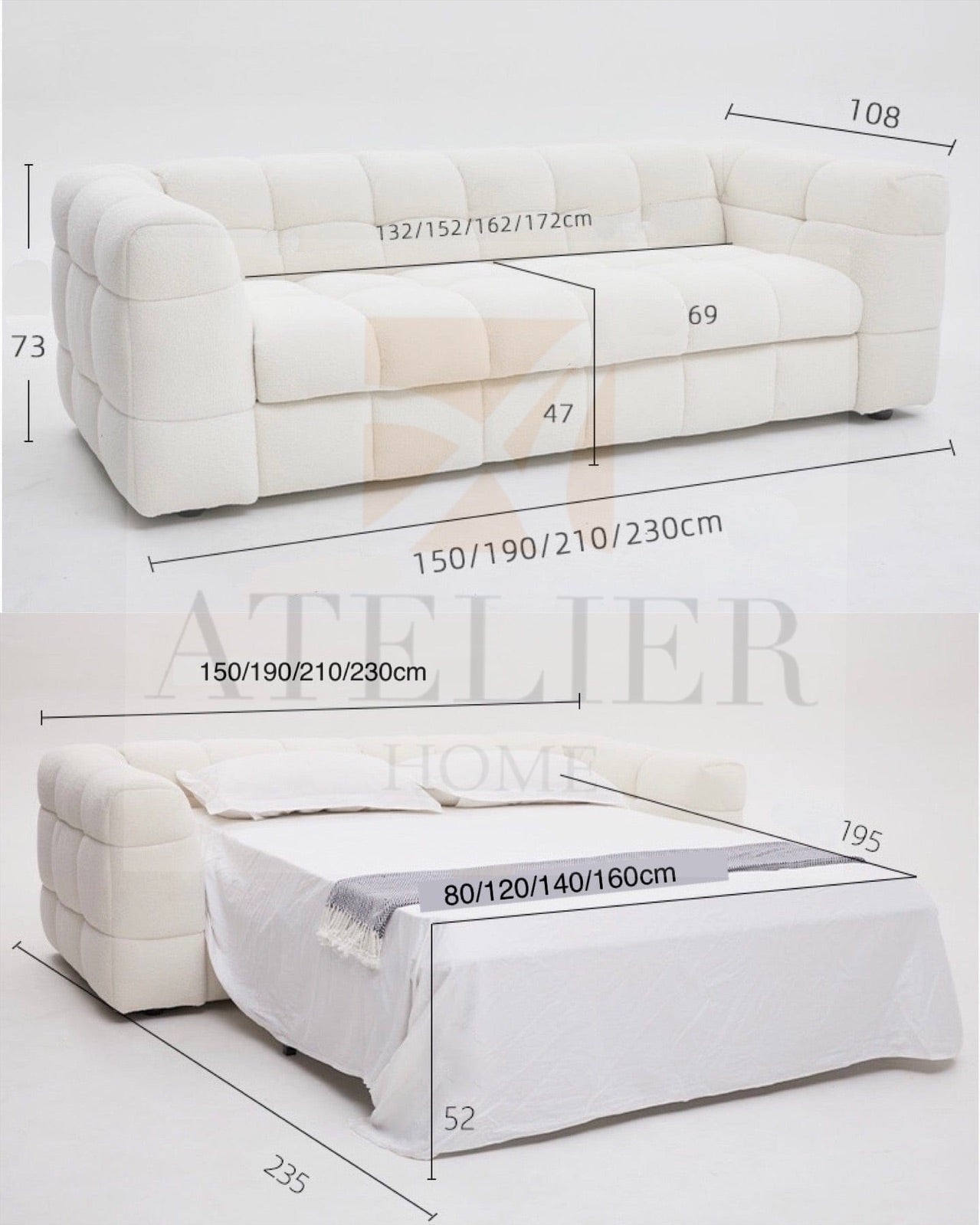 Home Atelier Pierre Foldable Sofa Bed with Mattress