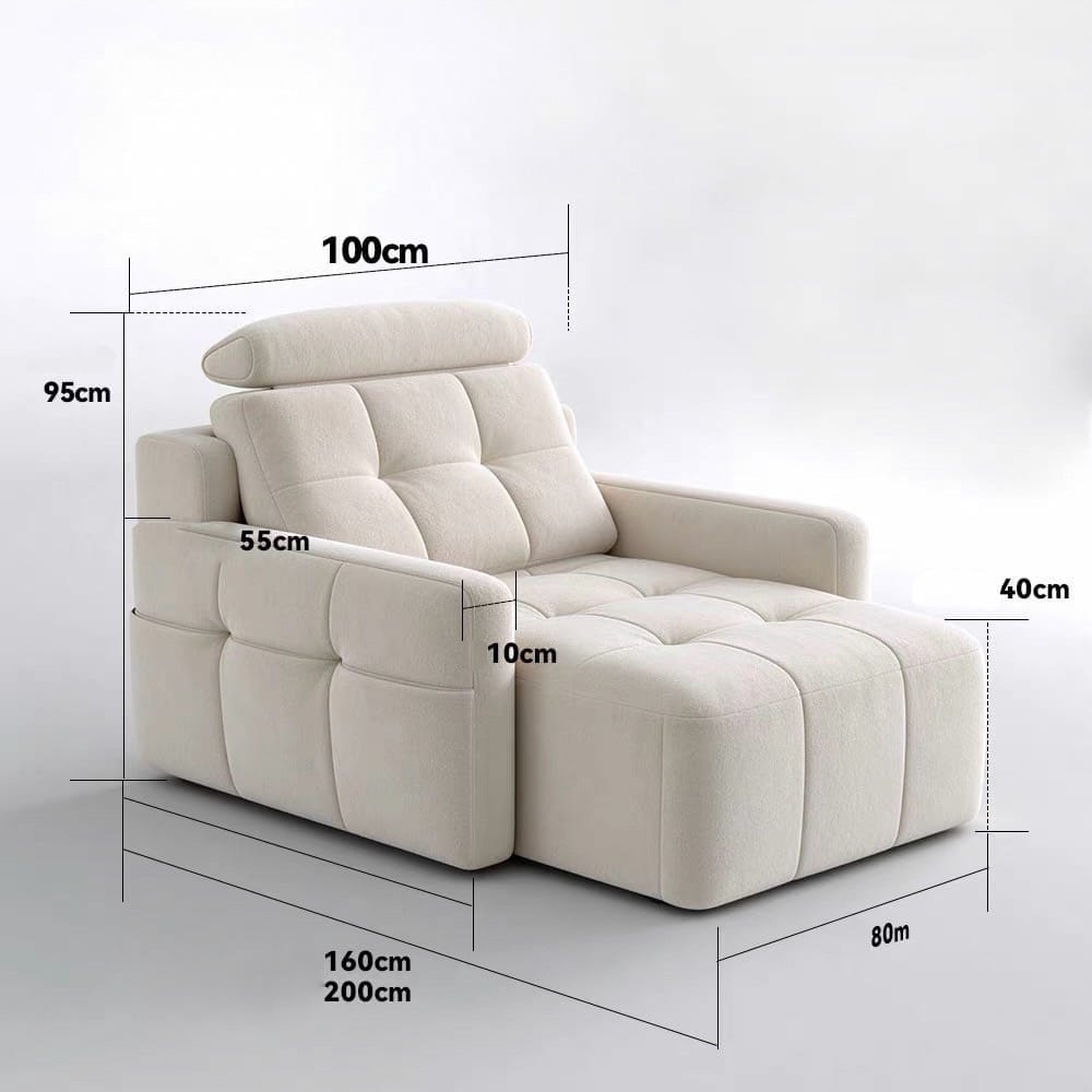 Home Atelier Power Electric Sleeper Chair Bed Water/Stain Repellent and Scratch Resistant Suede Fabric / L200 x W110 x H95 cm Raveno Scratch Resistant Electric Recliner Lounge Sofa