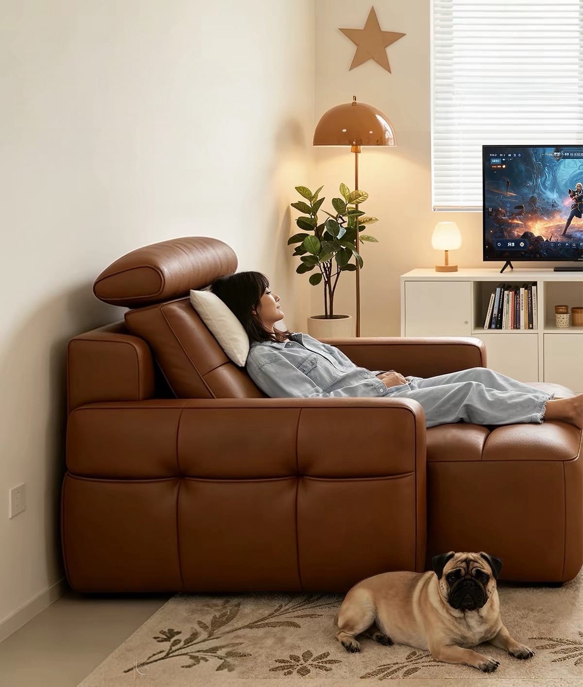Home Atelier Power Electric Sleeper Chair Bed Water/Stain Repellent and Scratch Resistant Suede Fabric / L210 x W110 x H100 cm Raveno Scratch Resistant Electric Recliner Lounge Sofa (Copy)