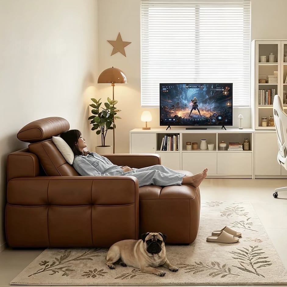 Home Atelier Power Electric Sleeper Chair Bed Water/Stain Repellent and Scratch Resistant Suede Fabric / L210 x W110 x H100 cm Raveno Scratch Resistant Electric Recliner Lounge Sofa (Copy)