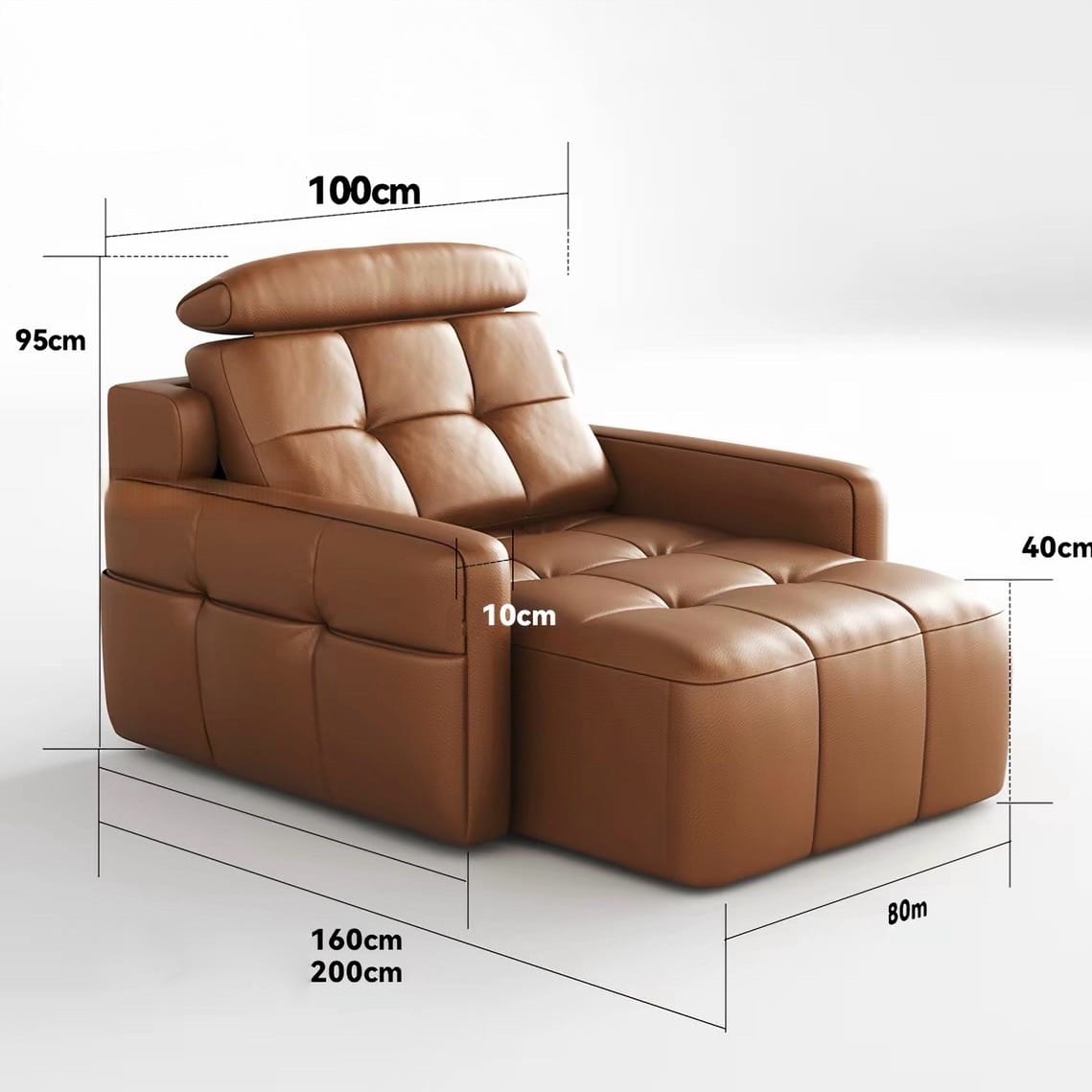 Home Atelier Power Electric Sleeper Chair Bed Water/Stain Repellent and Scratch Resistant Suede Fabric / L210 x W110 x H100 cm Raveno Scratch Resistant Electric Recliner Lounge Sofa (Copy)
