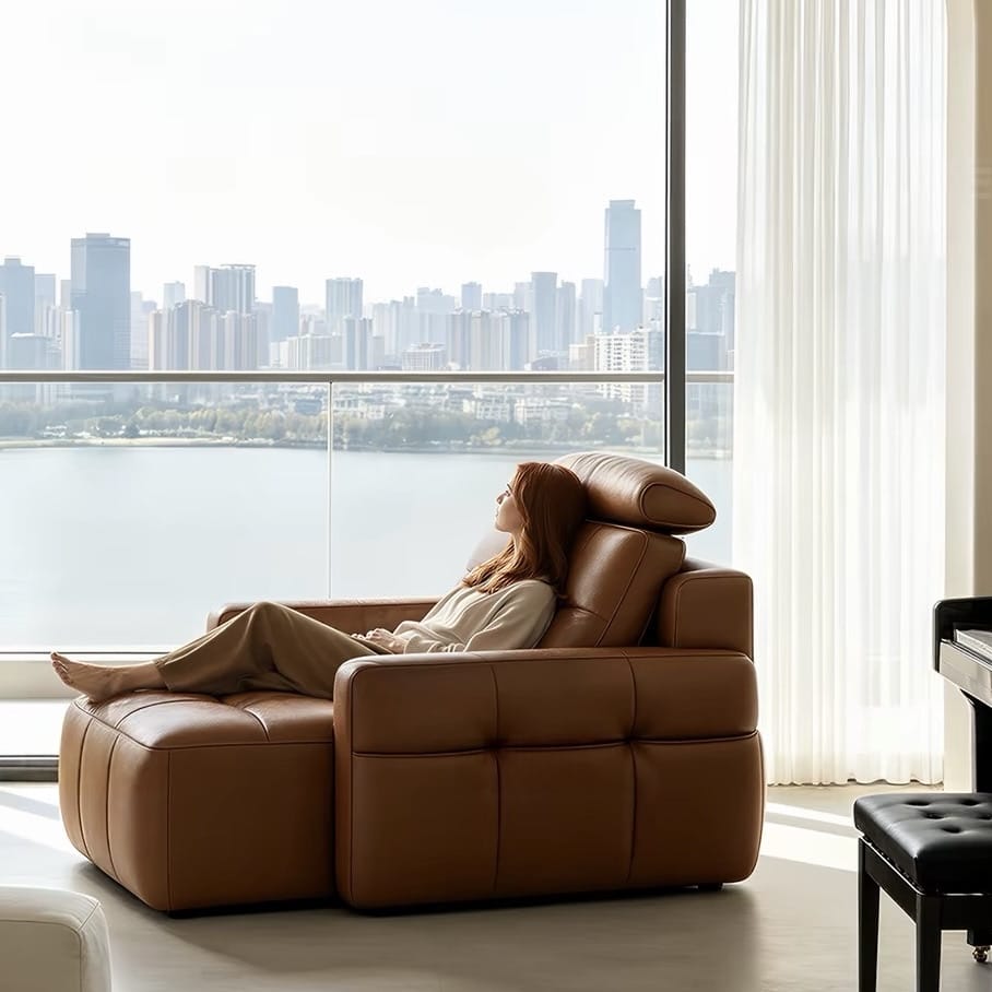 Home Atelier Power Electric Sleeper Chair Bed Water/Stain Repellent and Scratch Resistant Suede Fabric / L210 x W110 x H100 cm Raveno Scratch Resistant Electric Recliner Lounge Sofa (Copy)