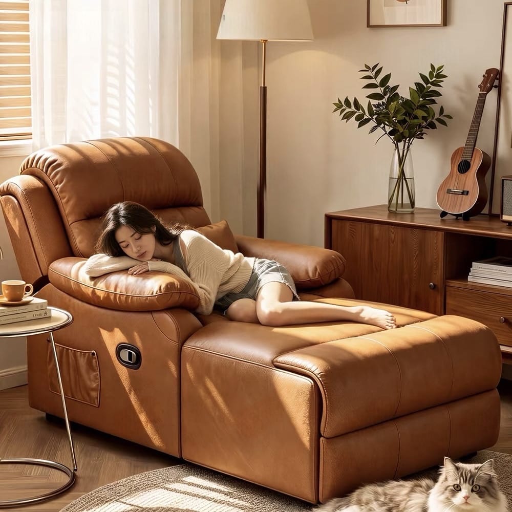 Home Atelier Powered Electric Sleeper Chair Bed Hanson Genuine Leather Electric Recliner Lounge Sofa Bed (Copy)