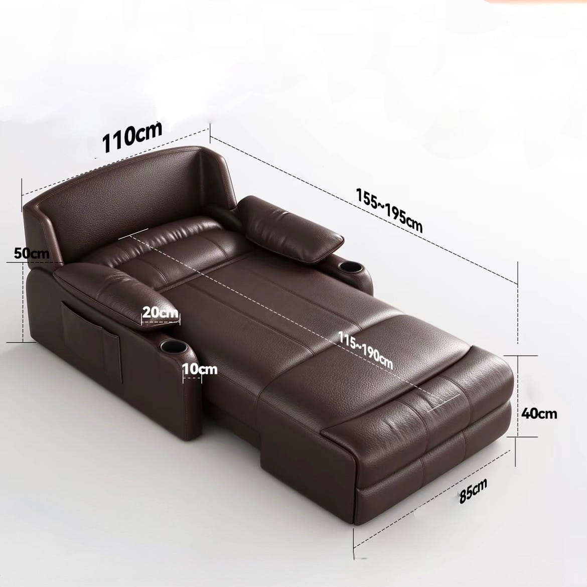 Home Atelier Powered Electric Sleeper Chair Bed Isabella Genuine Leather Electric Recliner Lounge Sofa Bed (Copy 2)
