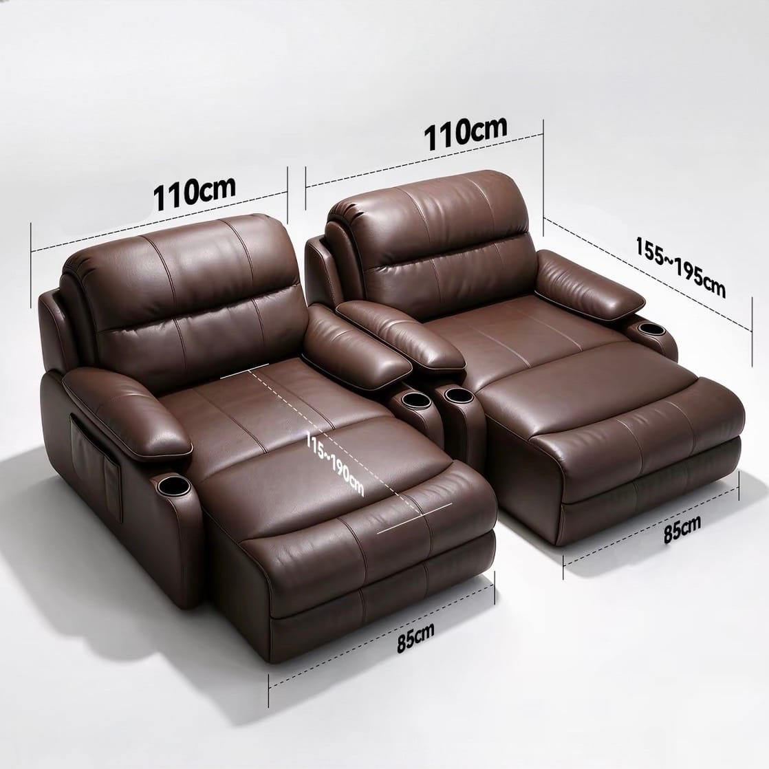 Home Atelier Powered Electric Sleeper Chair Bed Isabella Genuine Leather Electric Recliner Lounge Sofa Bed (Copy 2)