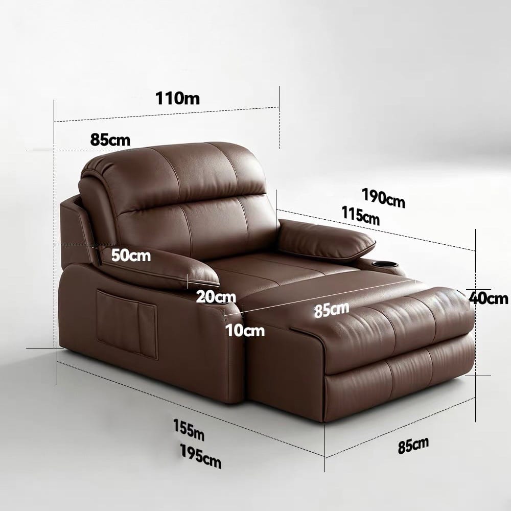 Home Atelier Powered Electric Sleeper Chair Bed Isabella Genuine Leather Electric Recliner Lounge Sofa Bed (Copy 2)