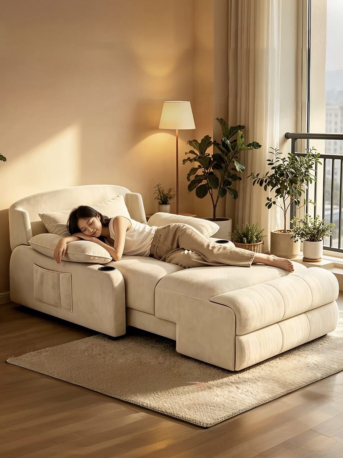 Home Atelier Powered Electric Sleeper Chair Bed Isabella Scratch Resistant Electric Recliner Lounge Sofa
