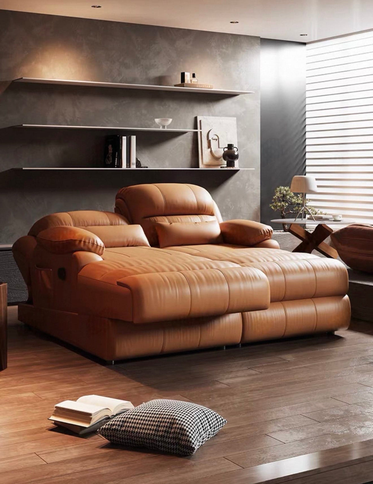Home Atelier Powered Electric Sleeper Chair Bed Rodeo Genuine Leather Electric Recliner Lounge Sofa Bed