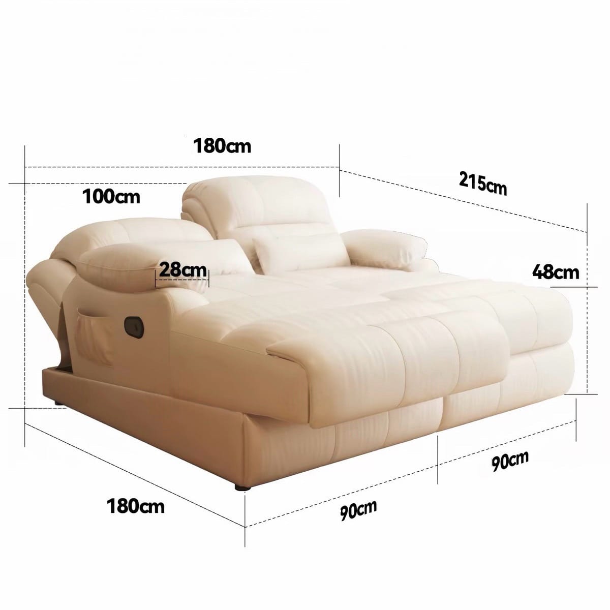 Home Atelier Powered Electric Sleeper Chair Bed Rodeo Genuine Leather Electric Recliner Lounge Sofa Bed