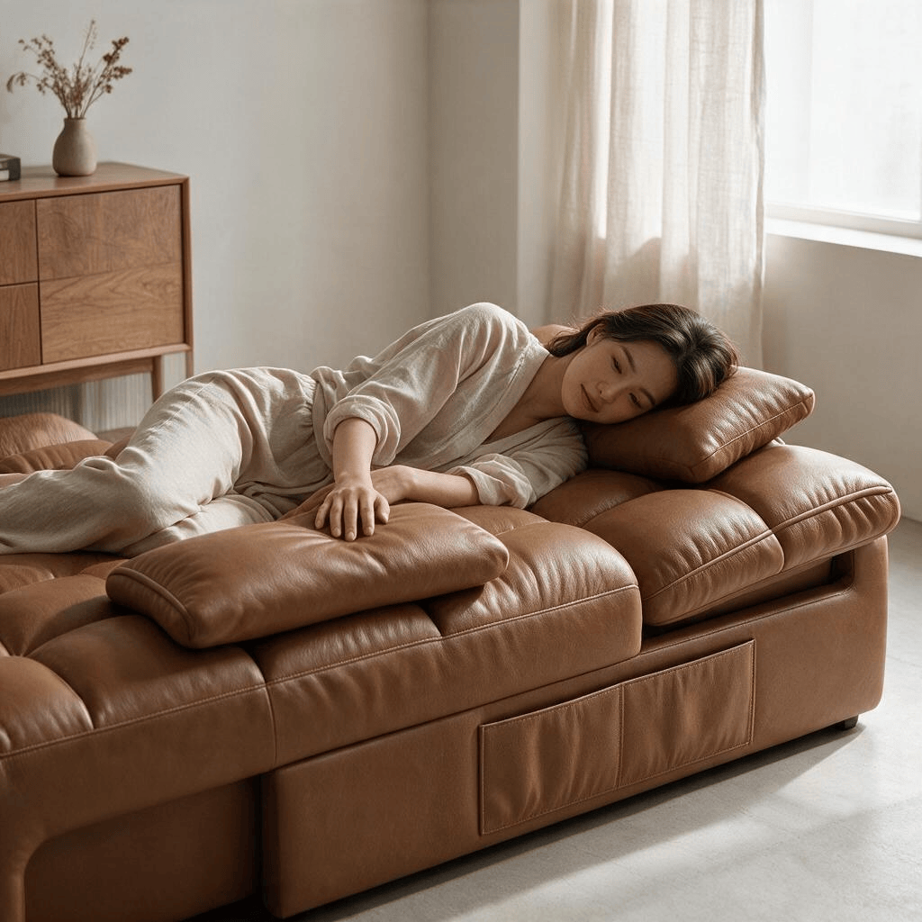 Home Atelier Powered Electric Sleeper Chair Bed Tango Genuine Leather Electric Recliner Lounge Sofa
