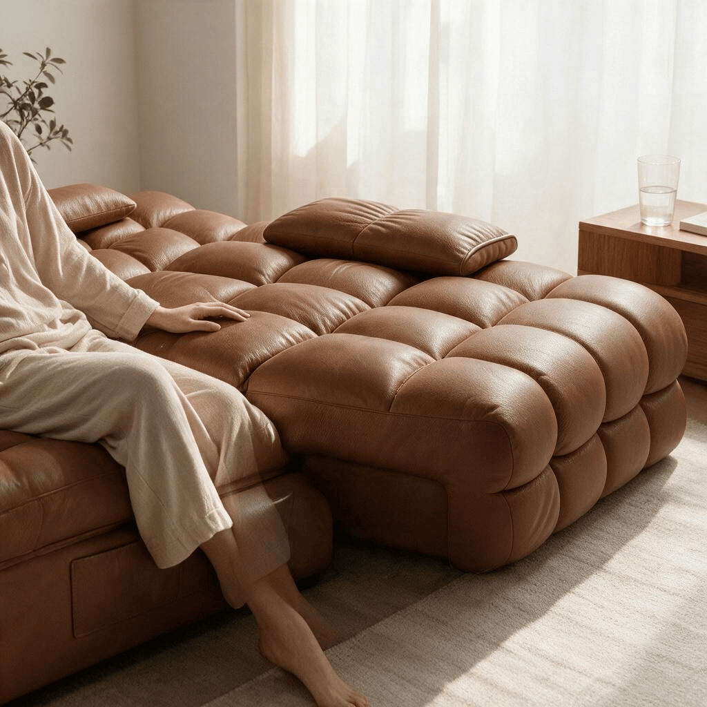 Home Atelier Powered Electric Sleeper Chair Bed Tango Genuine Leather Electric Recliner Lounge Sofa
