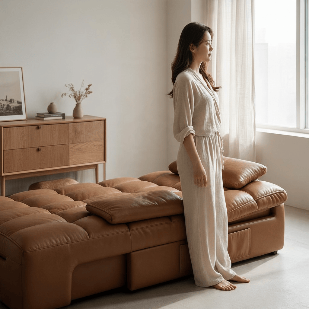 Home Atelier Powered Electric Sleeper Chair Bed Tango Genuine Leather Electric Recliner Lounge Sofa