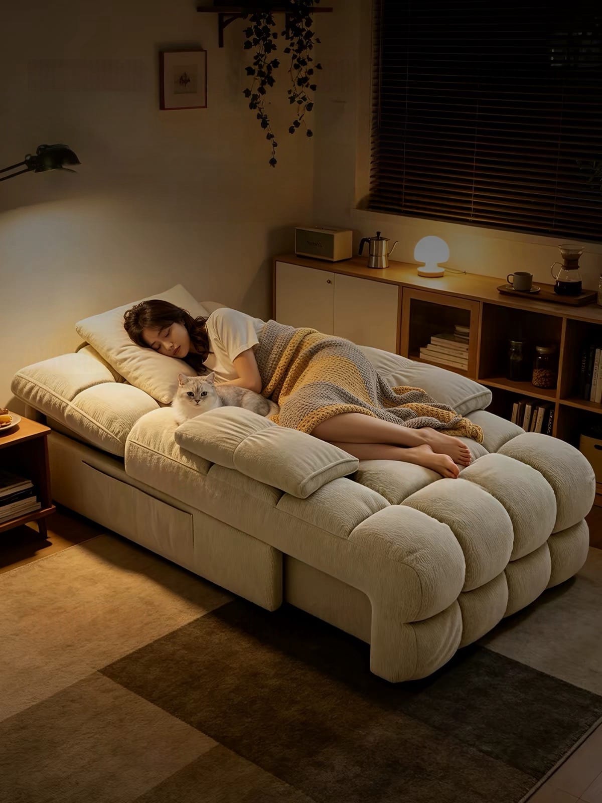 Home Atelier Powered Electric Sleeper Chair Bed Water/Stain Repellent and Scratch Resistant Suede Fabric / L200 x W100 x H90cm Tango Scratch Resistant Electric Recliner Lounge Sofa