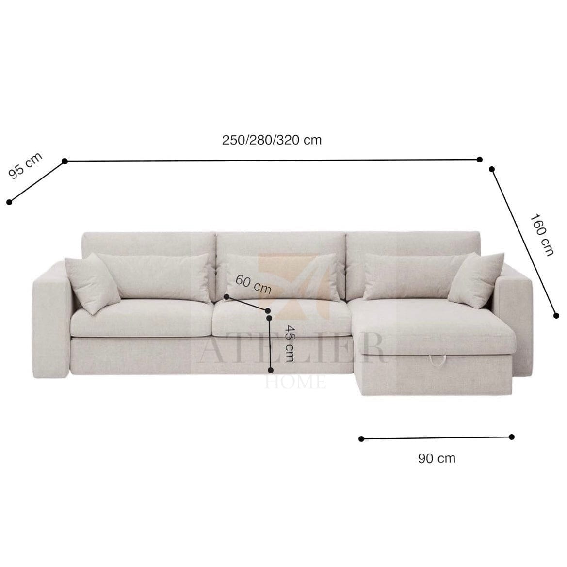 Home Atelier Prince Sectional Storage Sofa