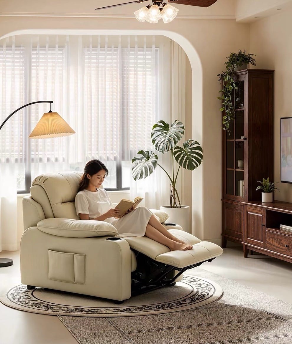 Home Atelier Radisson Genuine Leather Electric Recliner Lounge Sofa Bed(Copy)