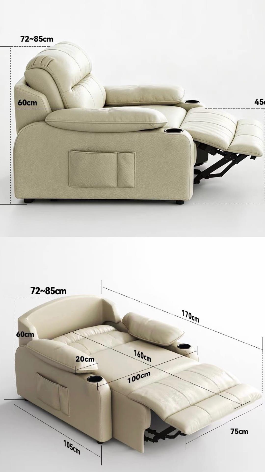 Home Atelier Radisson Genuine Leather Electric Recliner Lounge Sofa Bed(Copy)