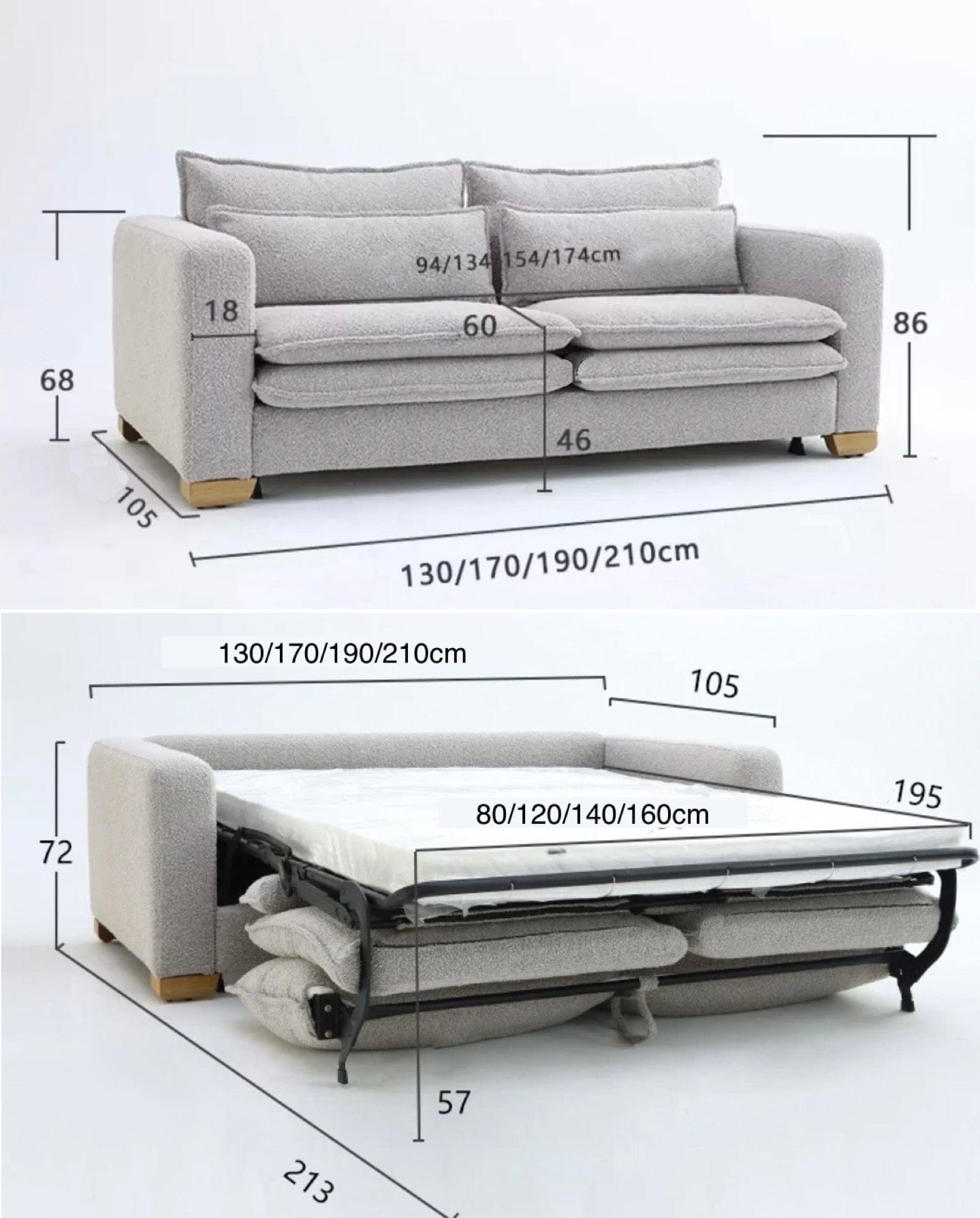 Home Atelier Rae Boucle Foldable Sofa Bed