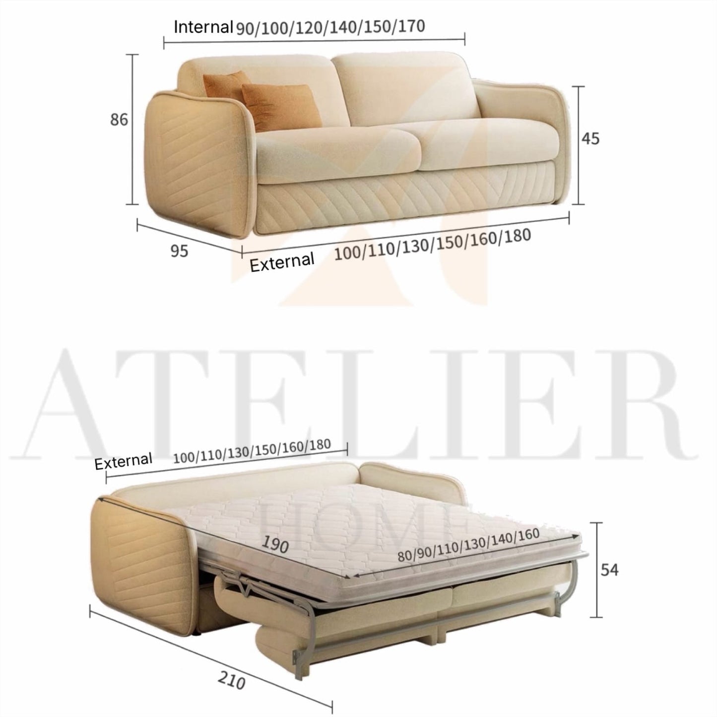 Home Atelier Raymond Foldable Sofa Bed with Mattress (Copy 3)