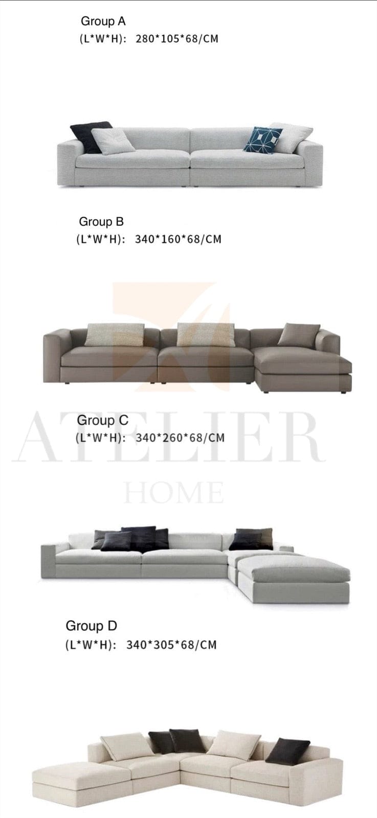 Home Atelier Rendy Scratch Resistant Suede Fabric Sofa
