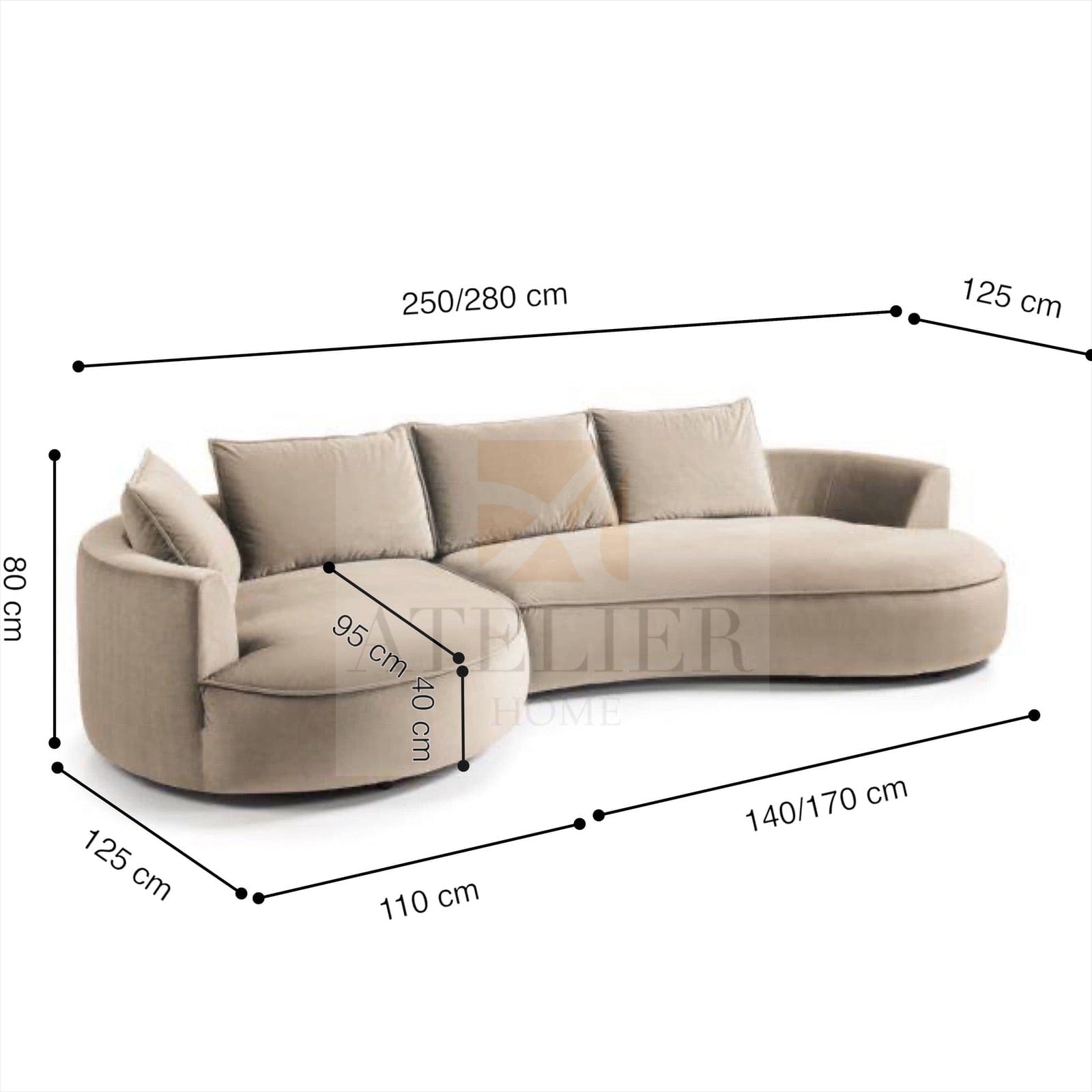 Home Atelier Riveria Sectional Curve Sofa