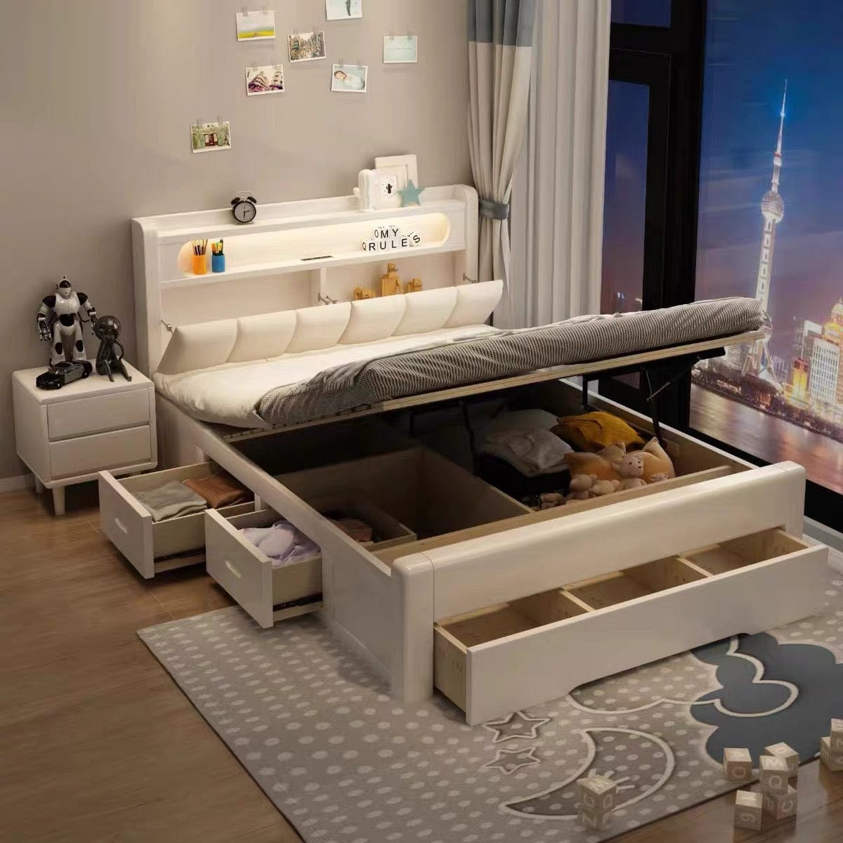 Home Atelier Roca Wooden Storage Bed Frame