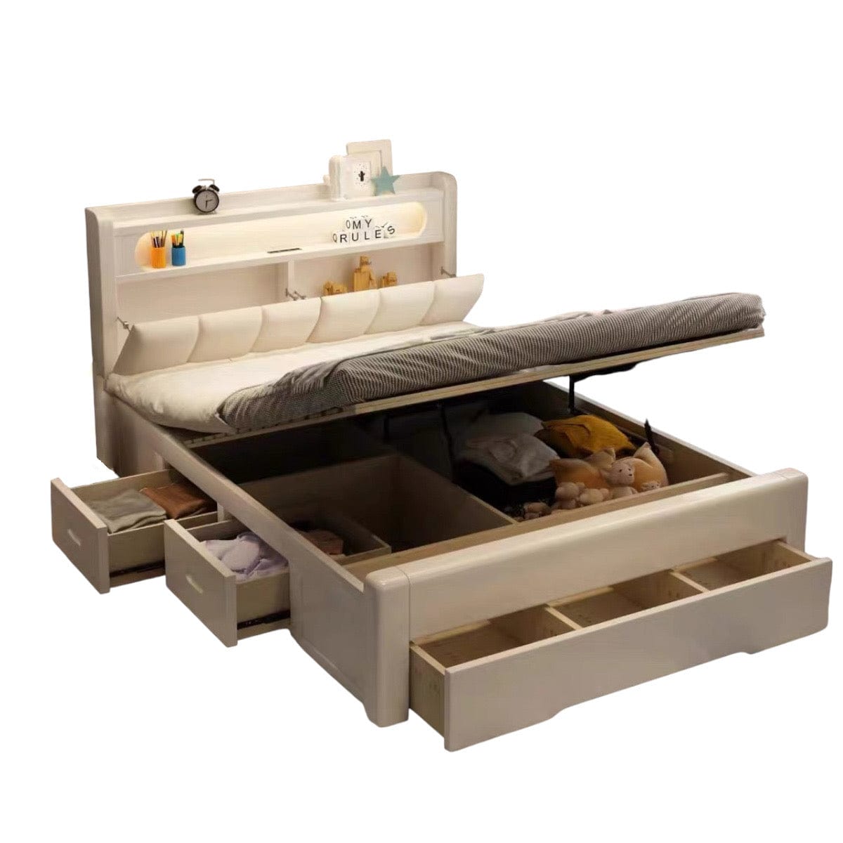 Home Atelier Roca Wooden Storage Bed Frame
