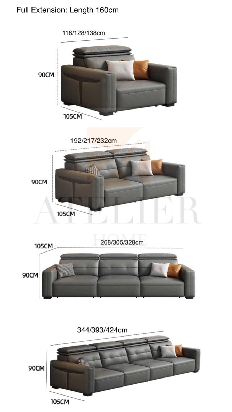 Home Atelier Roch Electric Motorized Leather Sofa Bed