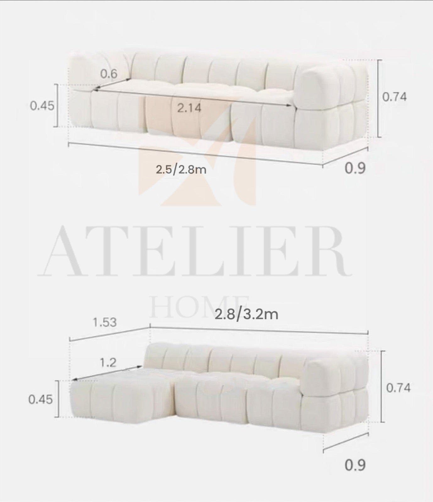 Home Atelier Rochester Performance Boucle Sectional Sofa