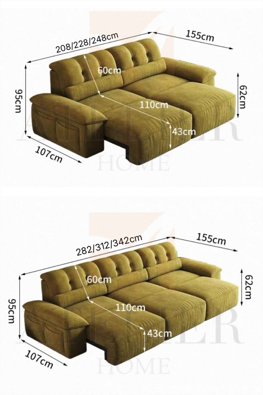 Home Atelier Rolando Scratch Resistant Electric Extendable Sofa Bed