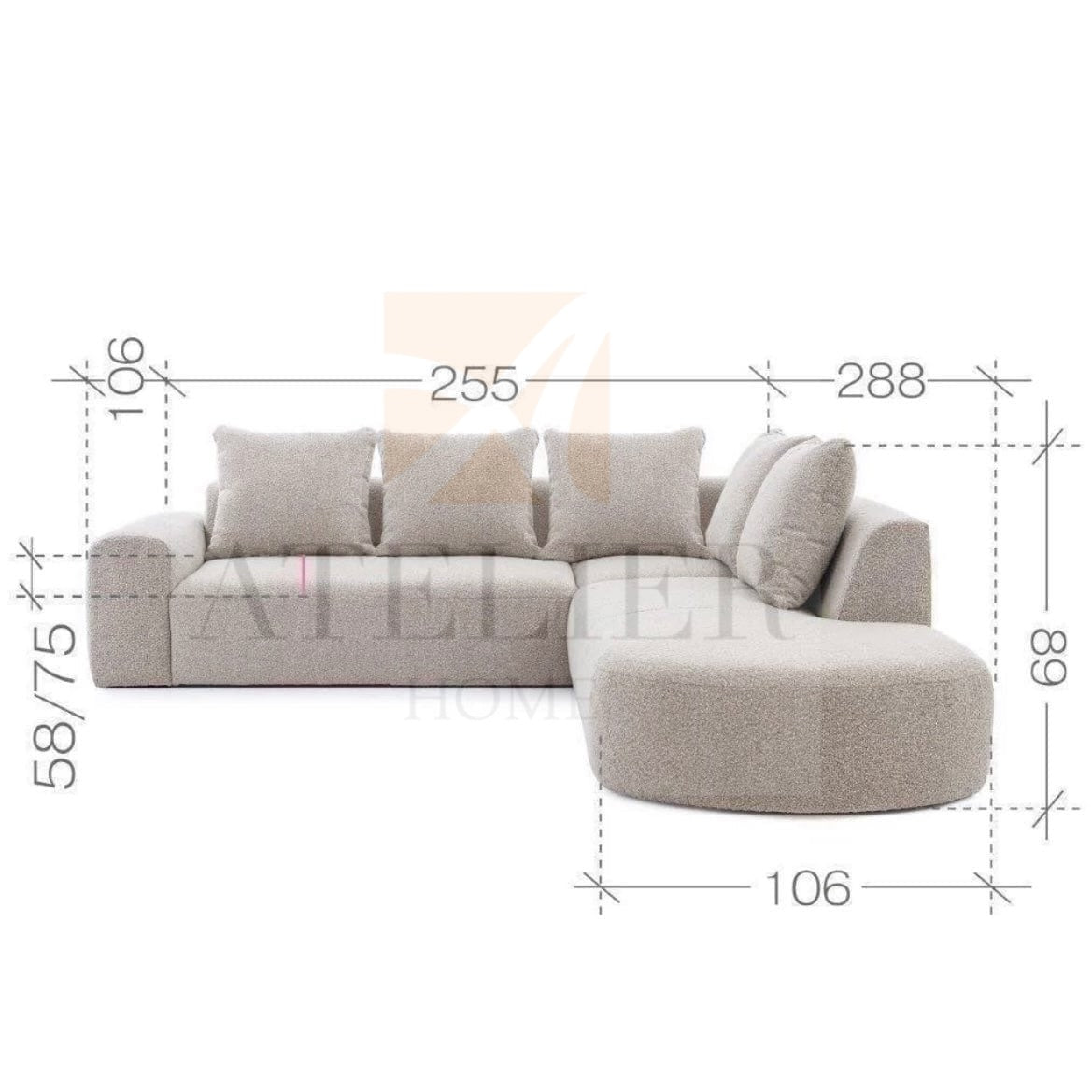 Home Atelier Roma Performance Boucle Sectional Sofa