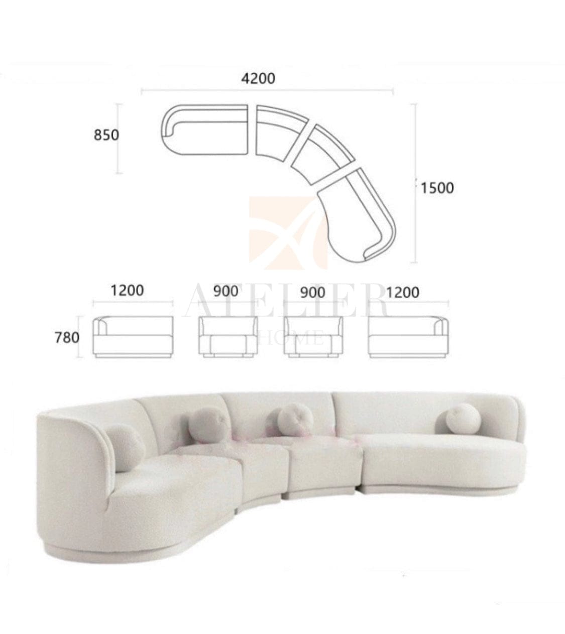 Home Atelier Russell Sectional Curve Sofa