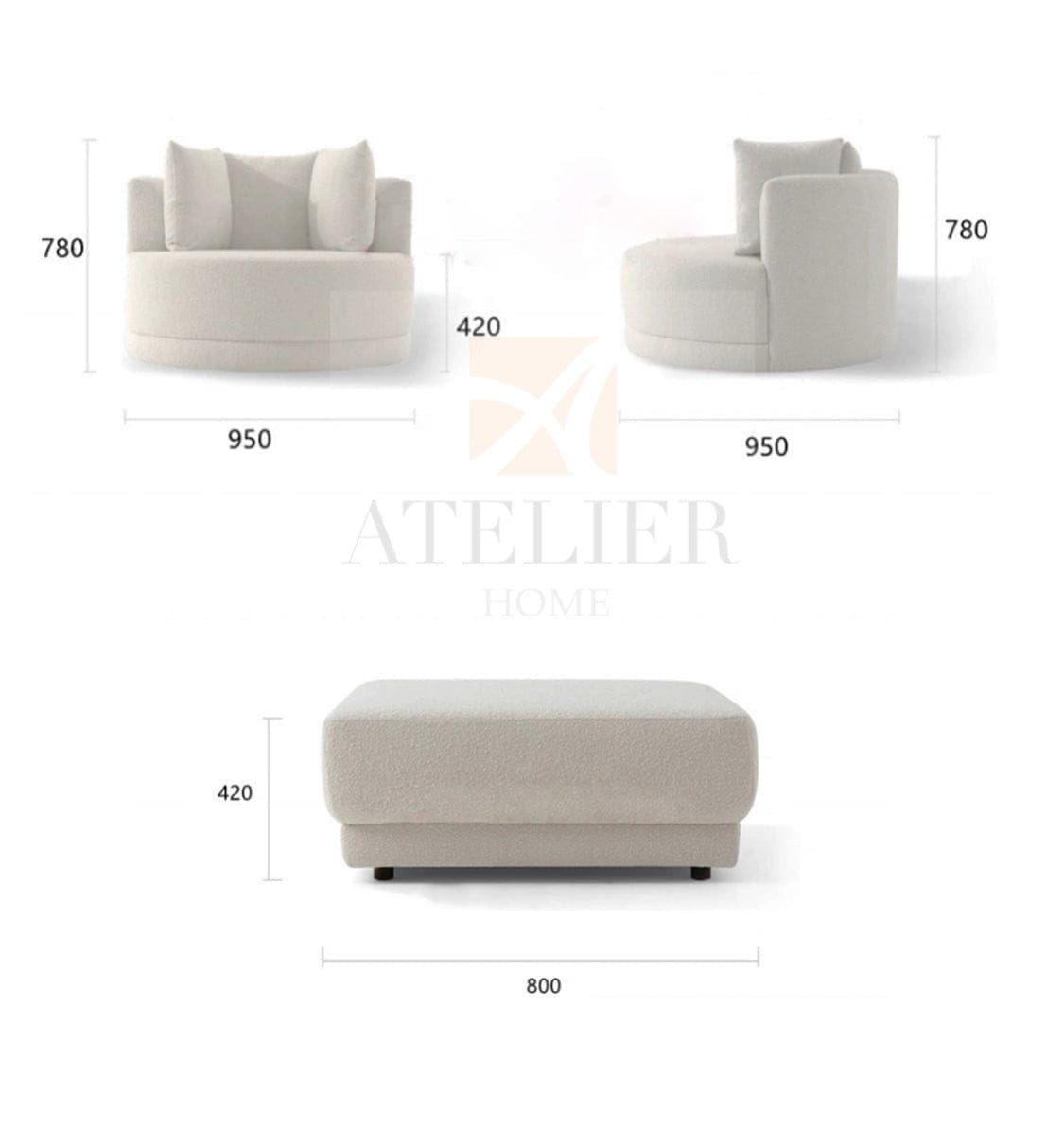 Home Atelier Russell Sectional Curve Sofa