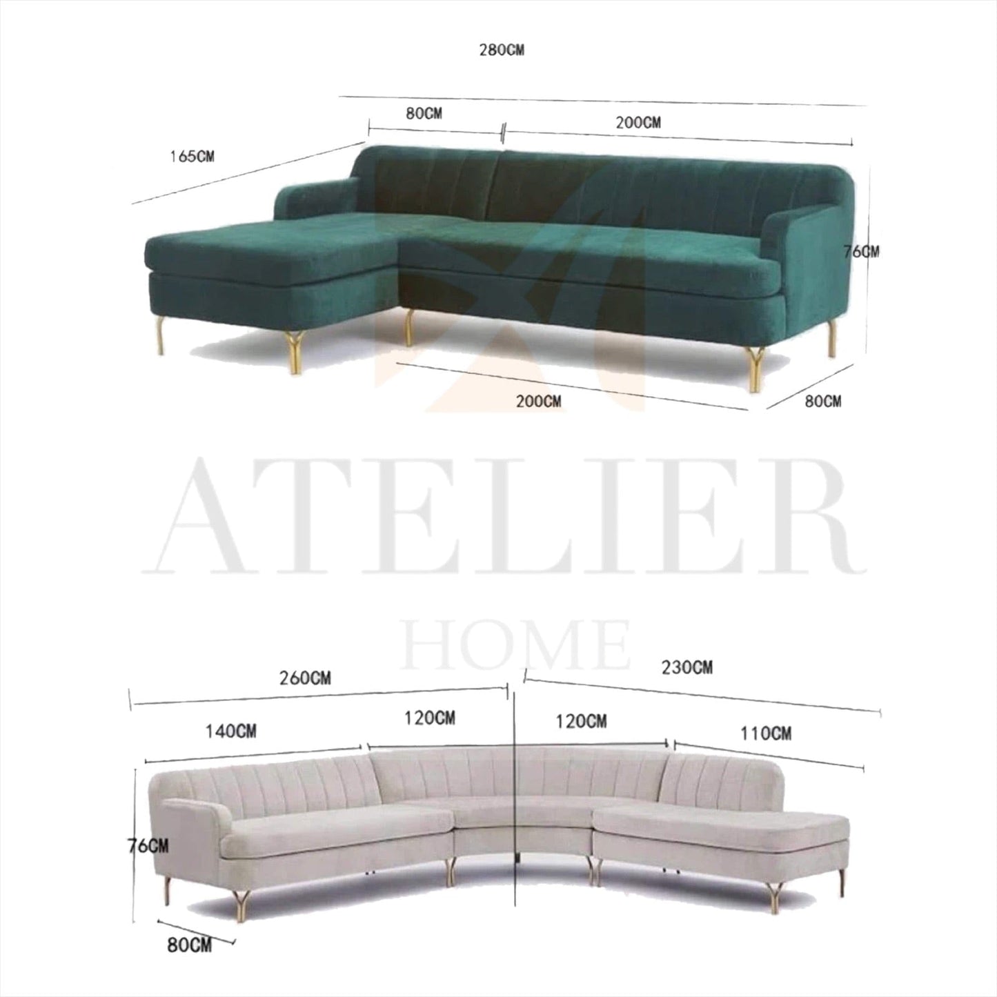 Home Atelier Ruth Sectional Curve Sofa
