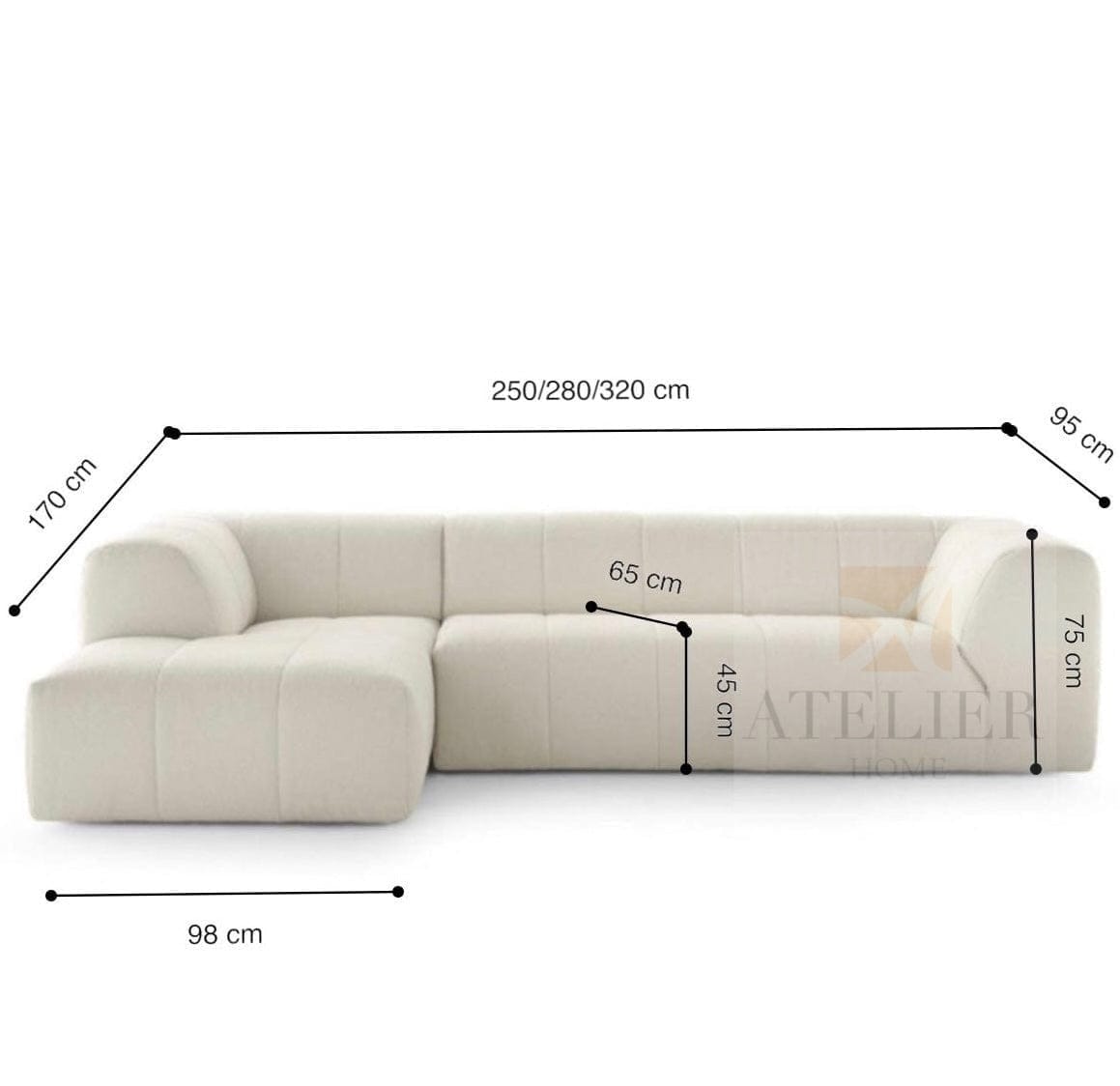 Home Atelier Sachi Scratch Resistant Sectional Sofa with Channel Tuftings