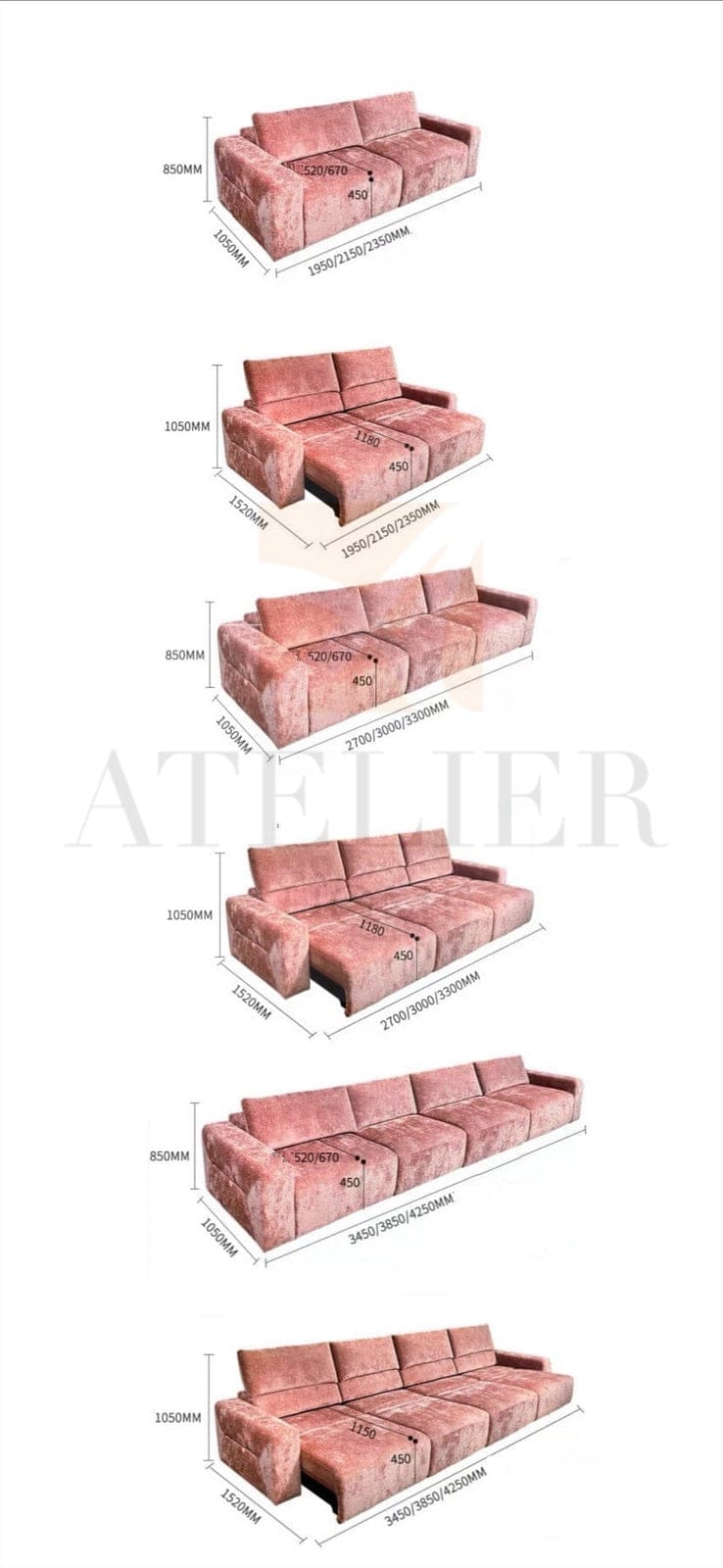 Home Atelier Sarah Scratch Resistant Electric Sofa Bed