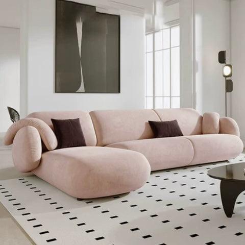 Home Atelier Scratch Resistant Suede Fabric / Length 160cm Non L-shape / Pink Andre Sectional Designer Sofa