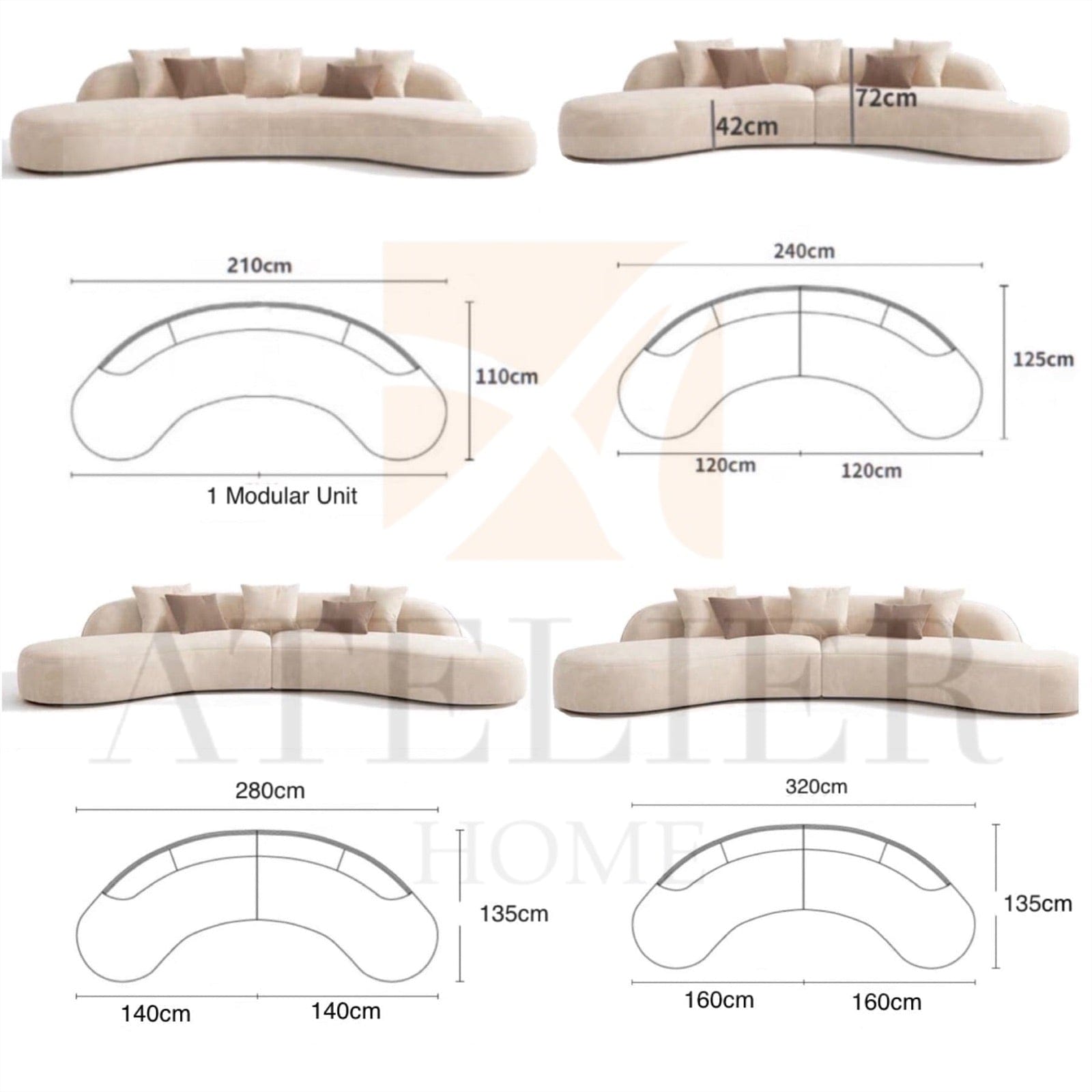 Home Atelier Seb Velvet Curve Sofa