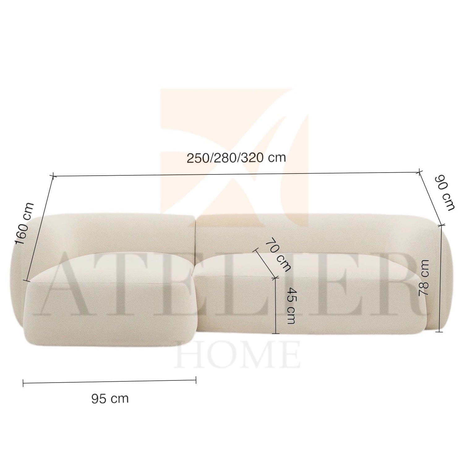 Home Atelier Sofa Gloria Sectional Curve Sofa