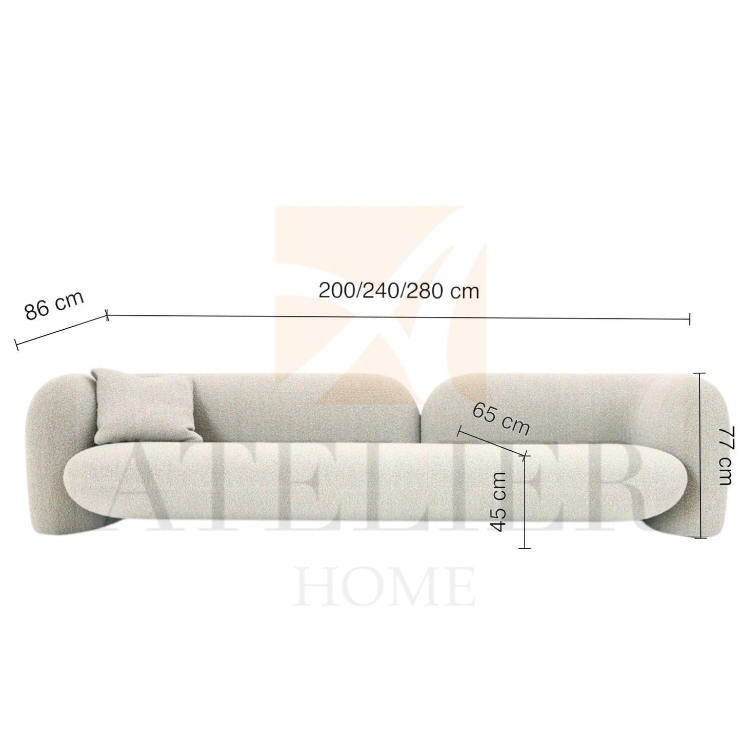 Home Atelier Sofa Kave Performance Boucle Curve Sofa